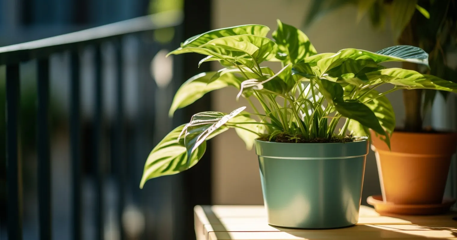 Houseplant acclimatizing on a balcony