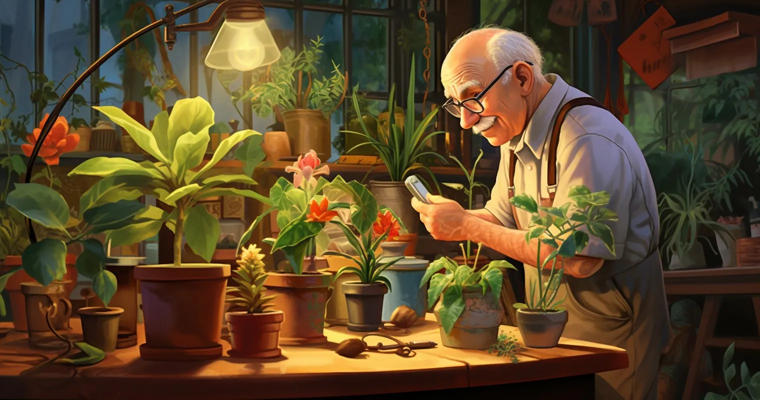 Houseplant doctor diagnosing plant distress
