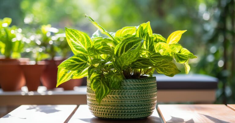 Houseplant in vibrant green, soil change concept