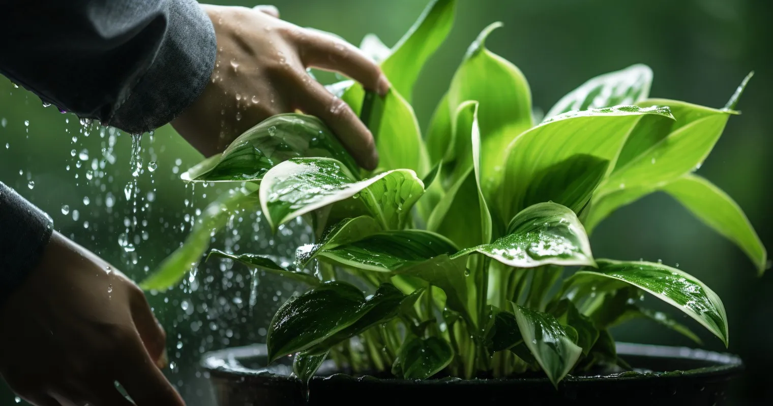 Houseplant Leaves Being Wiped With Milk And Water
