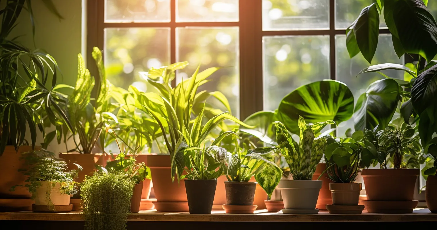 Houseplants Basking in Sunlight