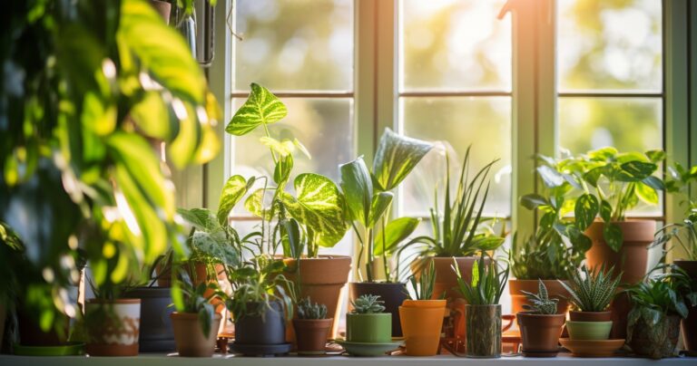 Houseplants Bathing In Sunlight