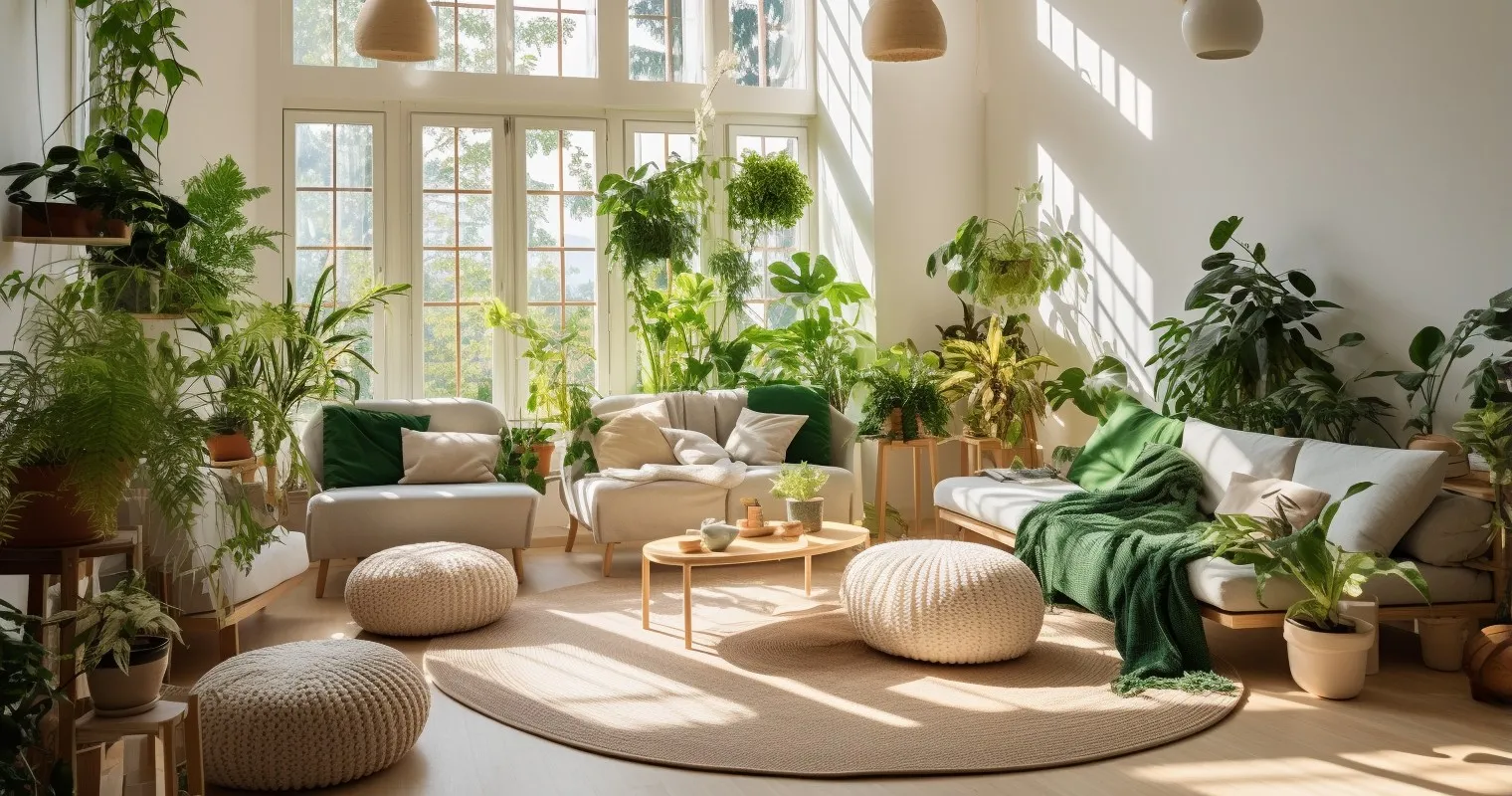 Houseplants In A Well-Lit Living Room