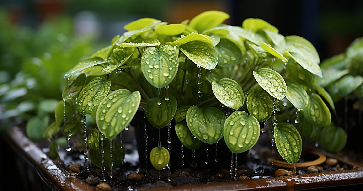 Houseplants Protected During A Sudden Rain Shower