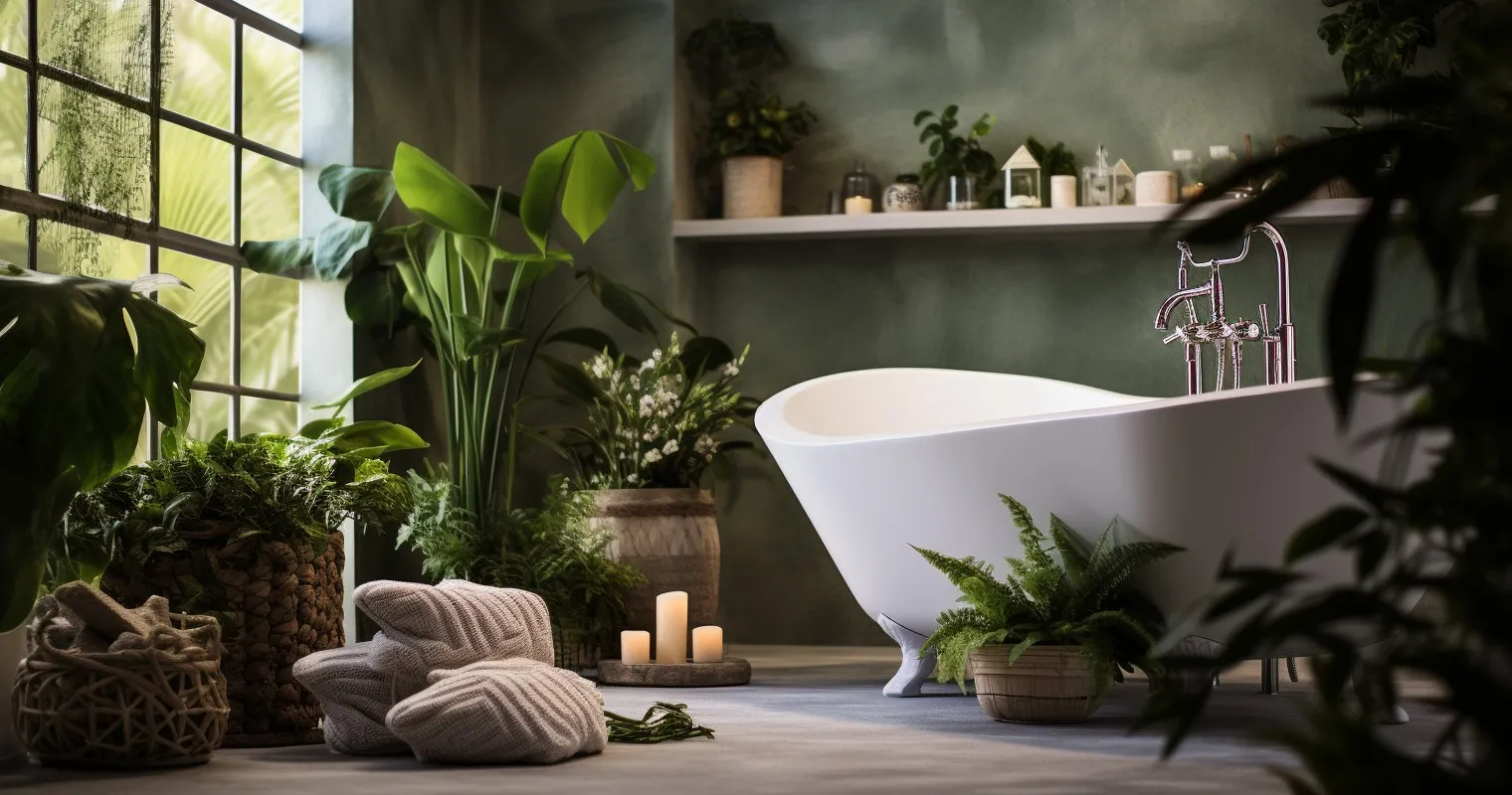 Houseplants Transforming Bathroom into a Spa Oasis