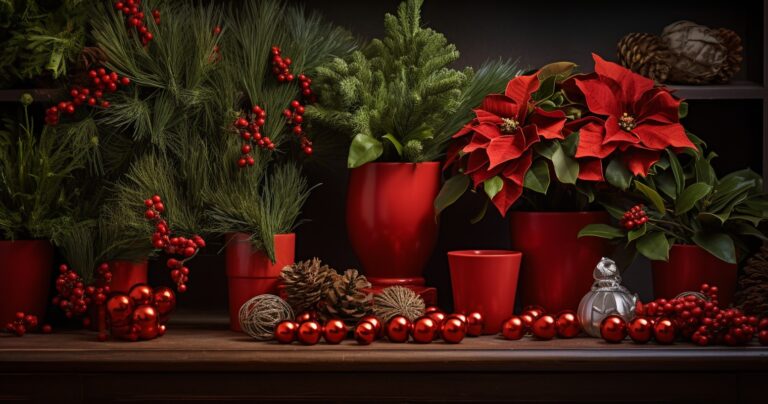 Houseplants In Festive Holiday Setting