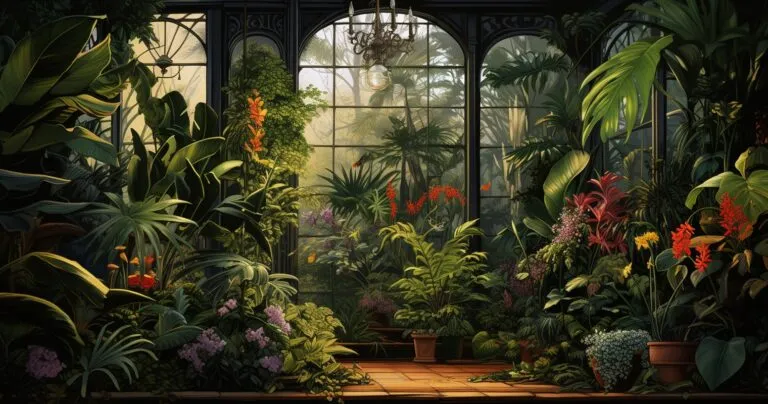 Houseplants thriving in a lush indoor garden