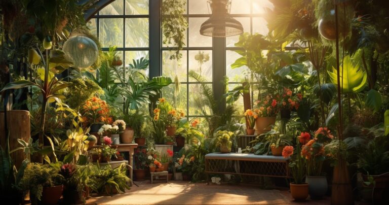 Houseplants thriving in a lush indoor jungle