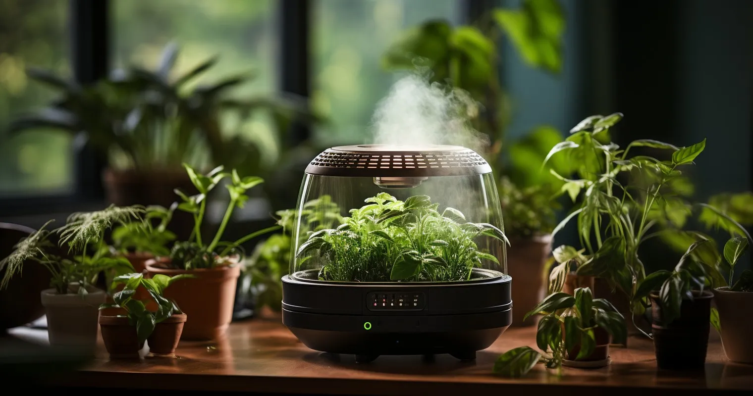 Humidifier Creating Misty Atmosphere For Houseplants