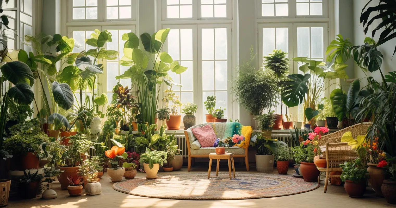 Indoor Garden With Various Houseplants
