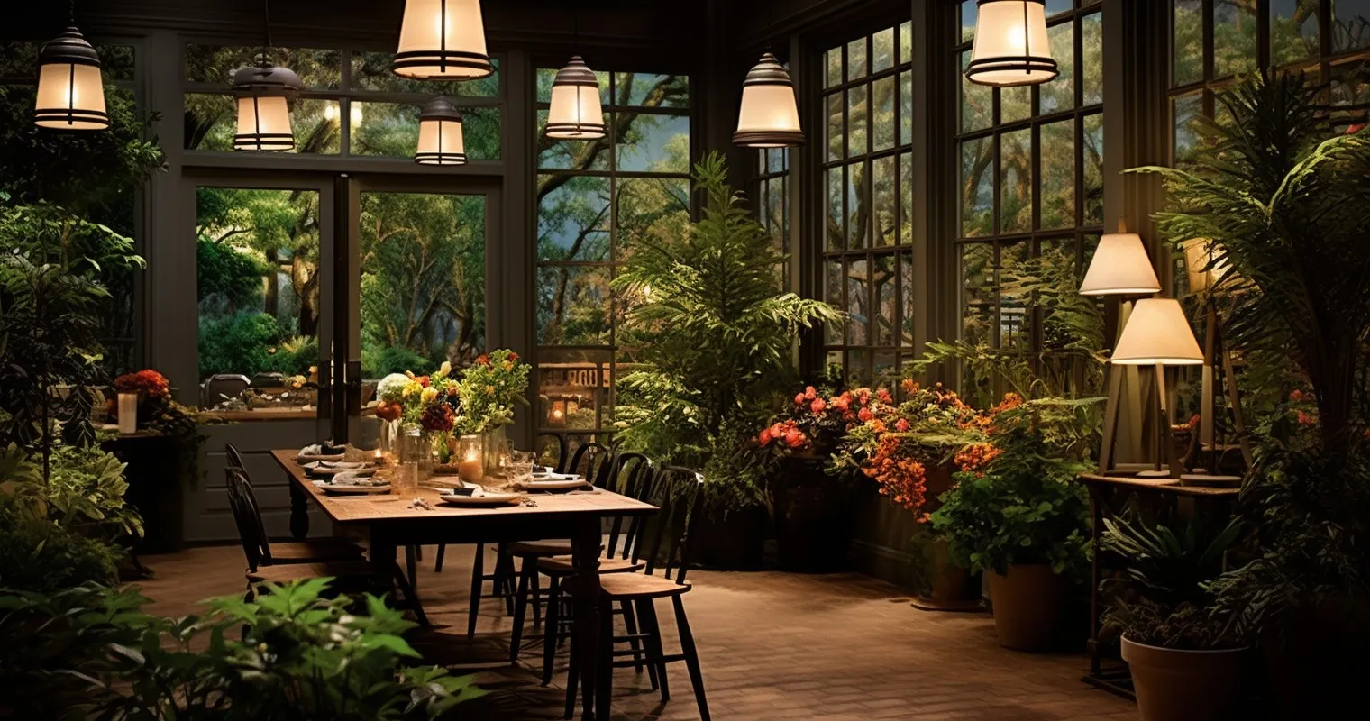 Indoor Garden with Varied Light Sources