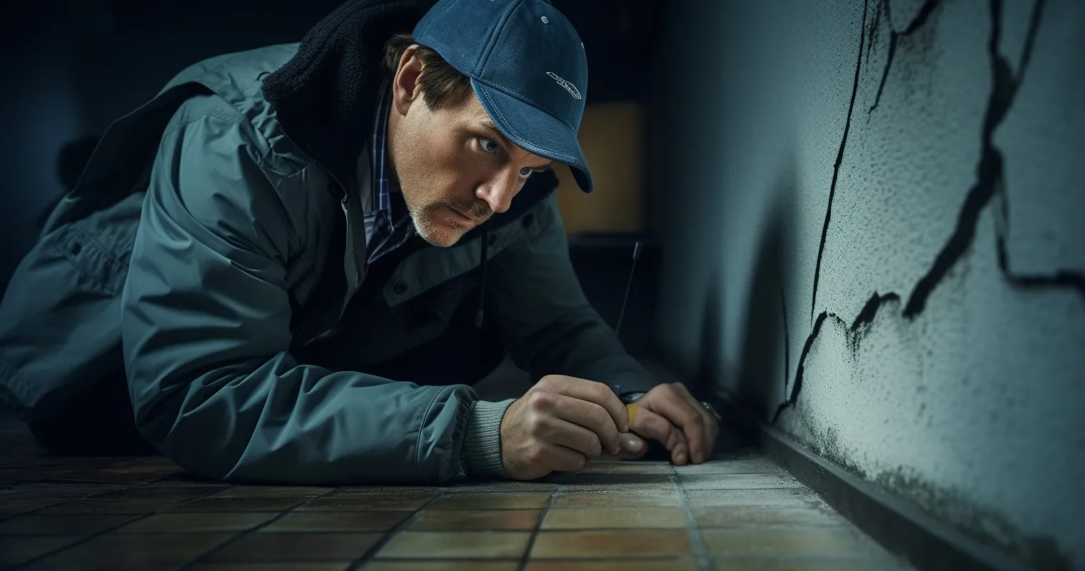 Inspector Examining Stucco Cracks