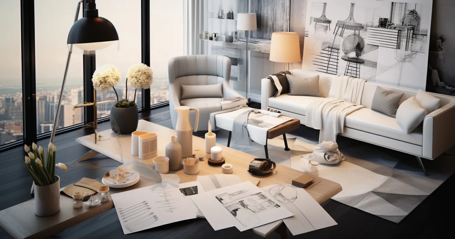 Interior designer working passionately on a creative project