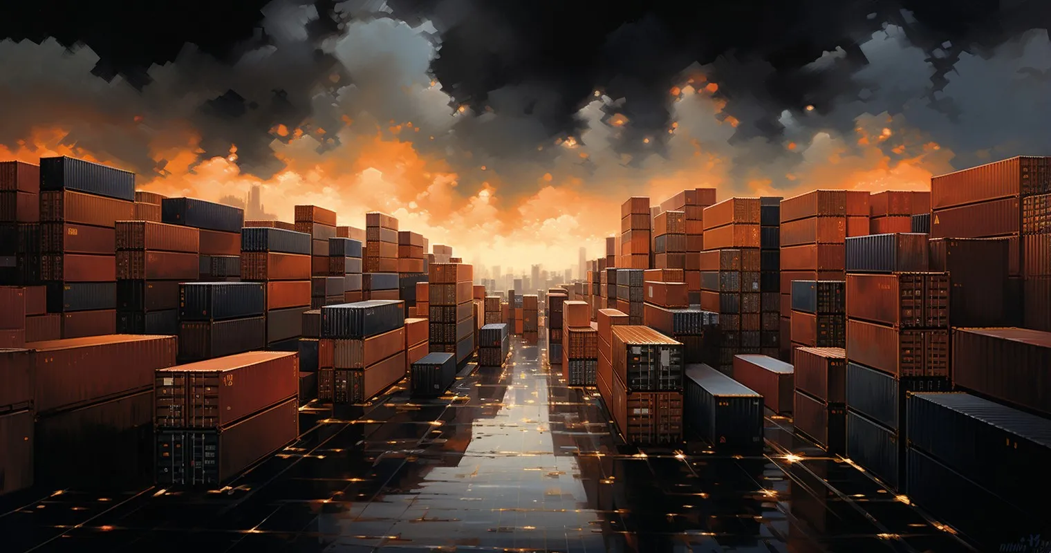 International Shipping Containers on Dock