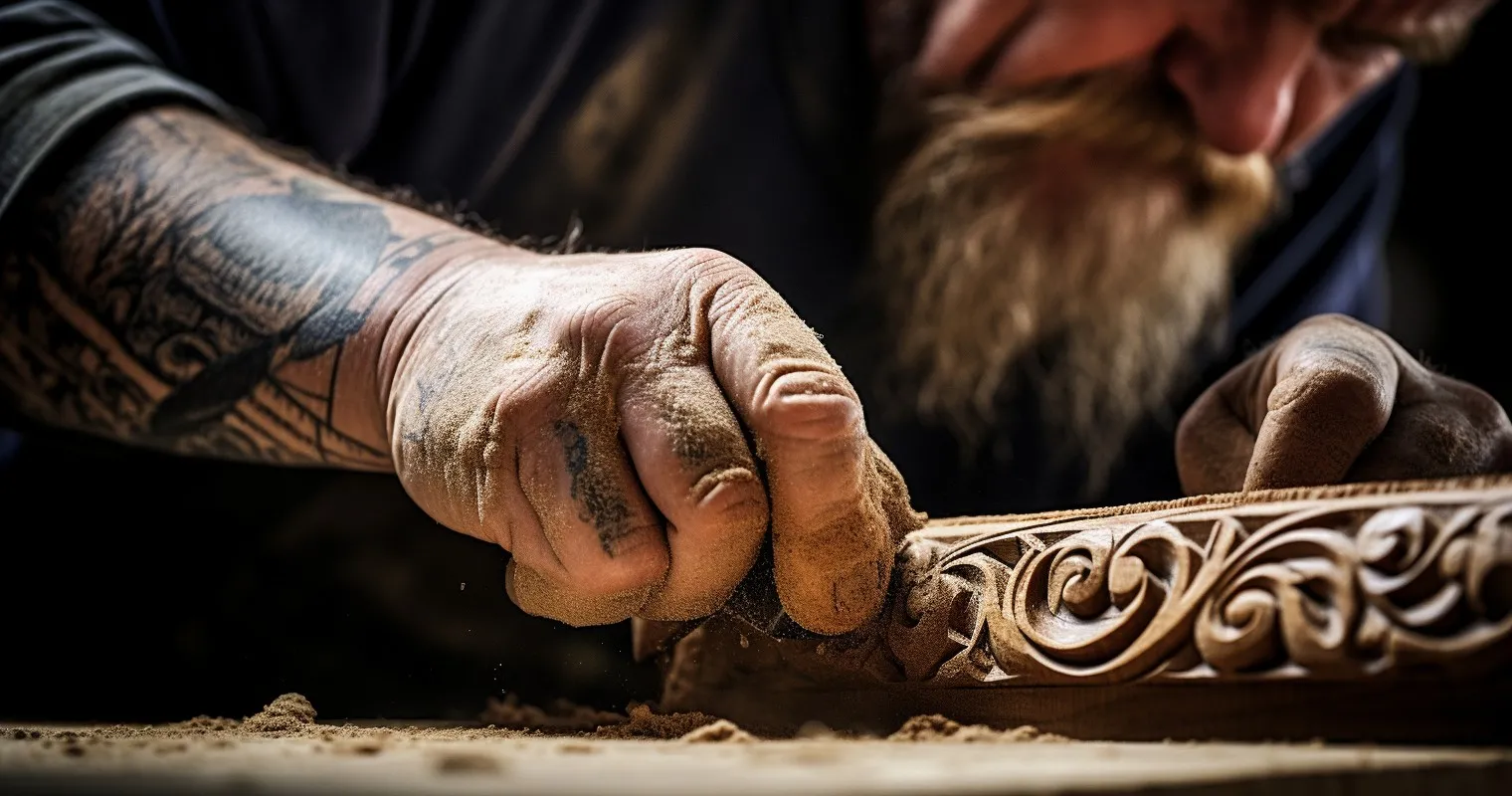 Intricate Wood Carving Process