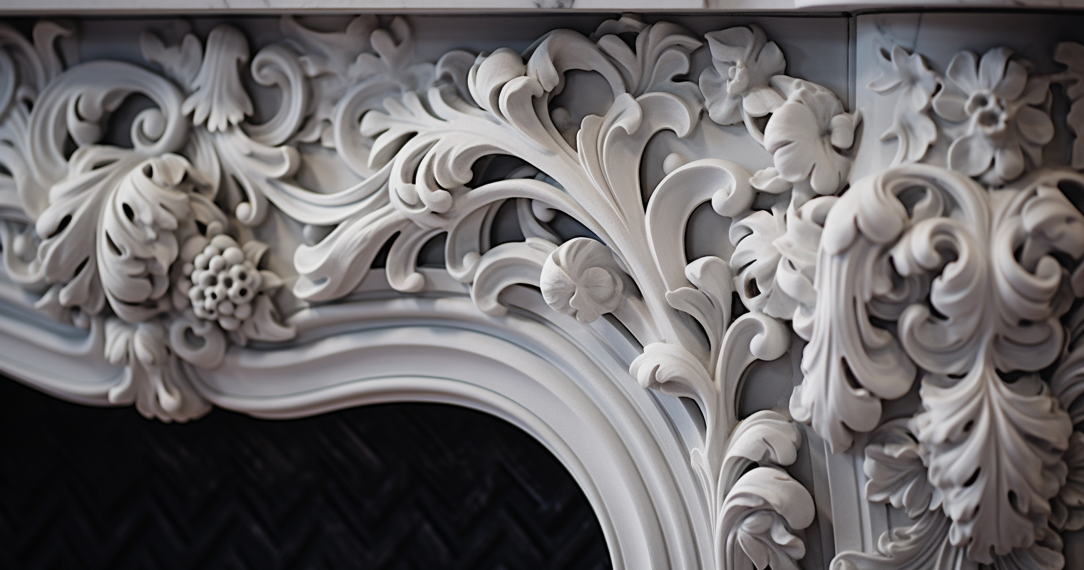 Intricately Carved Marble Fireplace