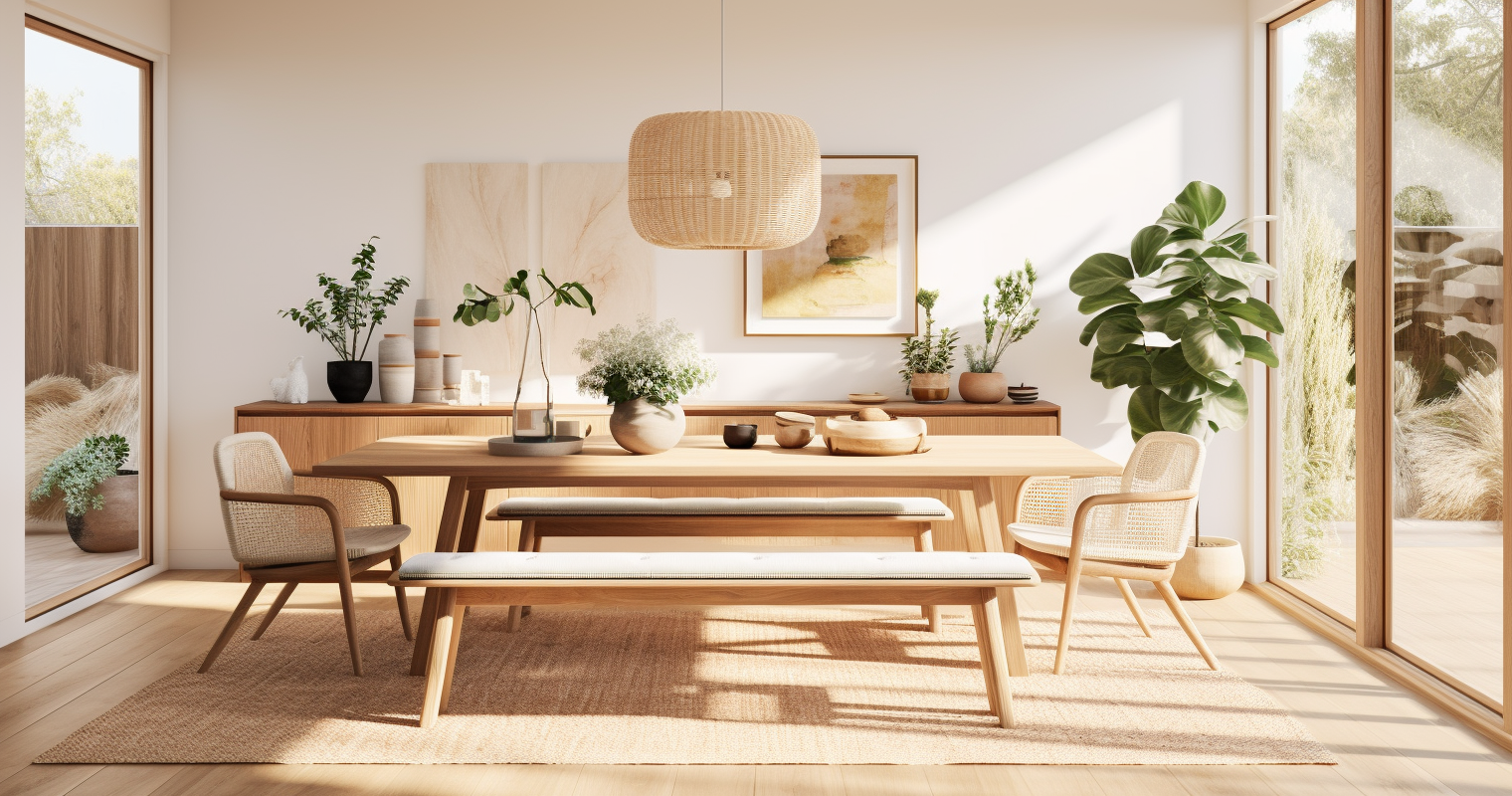 Japandi-inspired Dining Area with Natural Light