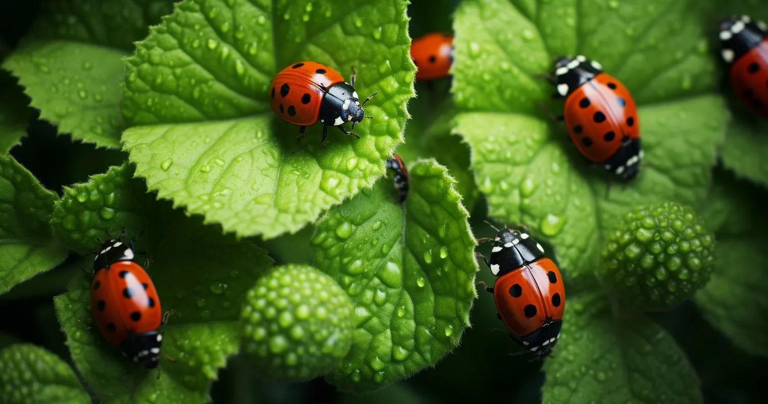 Ladybugs on Plant Leaves
