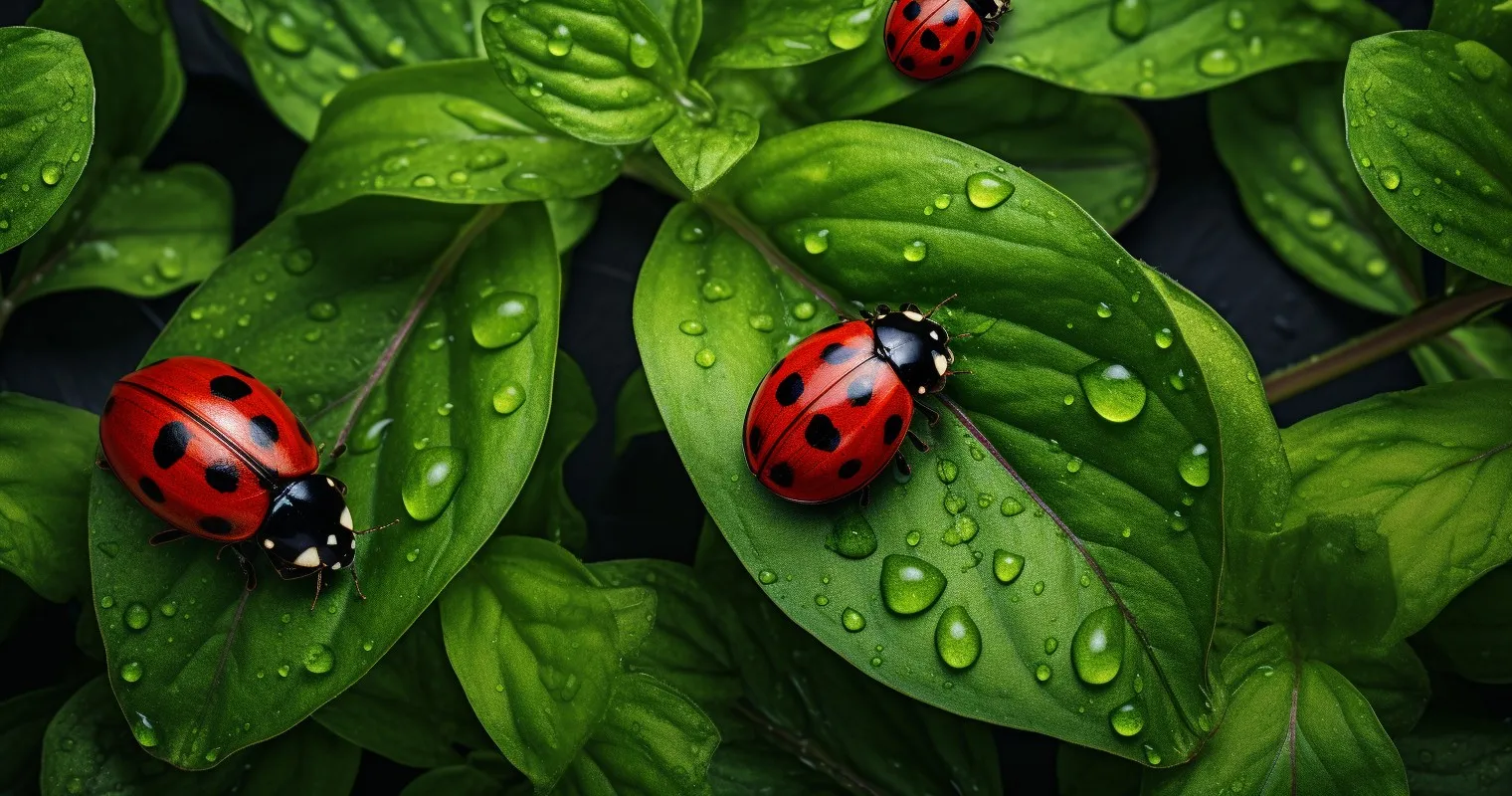 Ladybugs on houseplant leaves