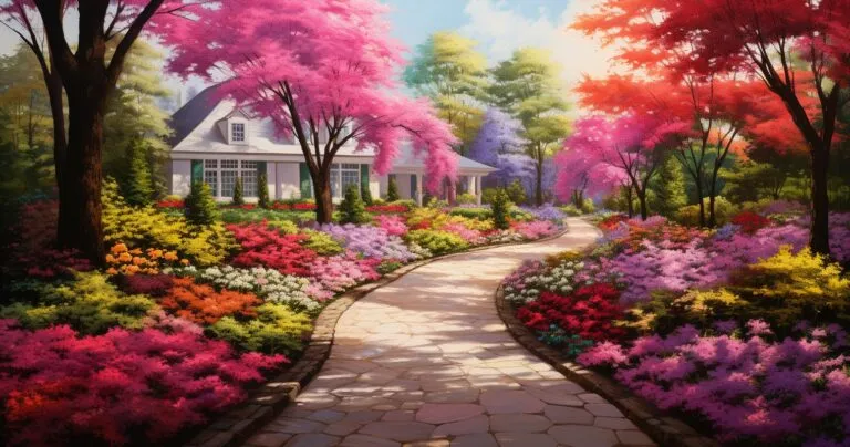 Landscaped Front Yard with Vibrant Flowers