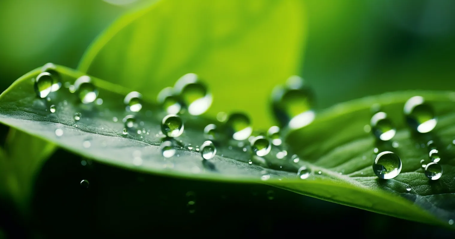 Leaf Close-up with Oxygen Bubbles