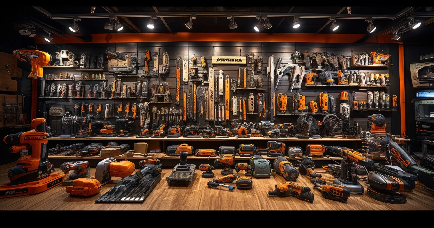 Local Tool Shop Showcasing Power Tools