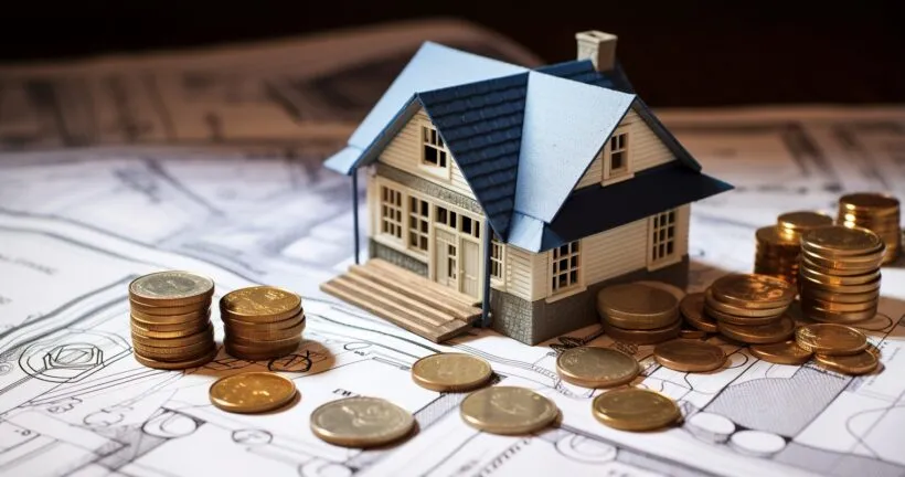 Lowering Construction Costs Blueprint And Coins