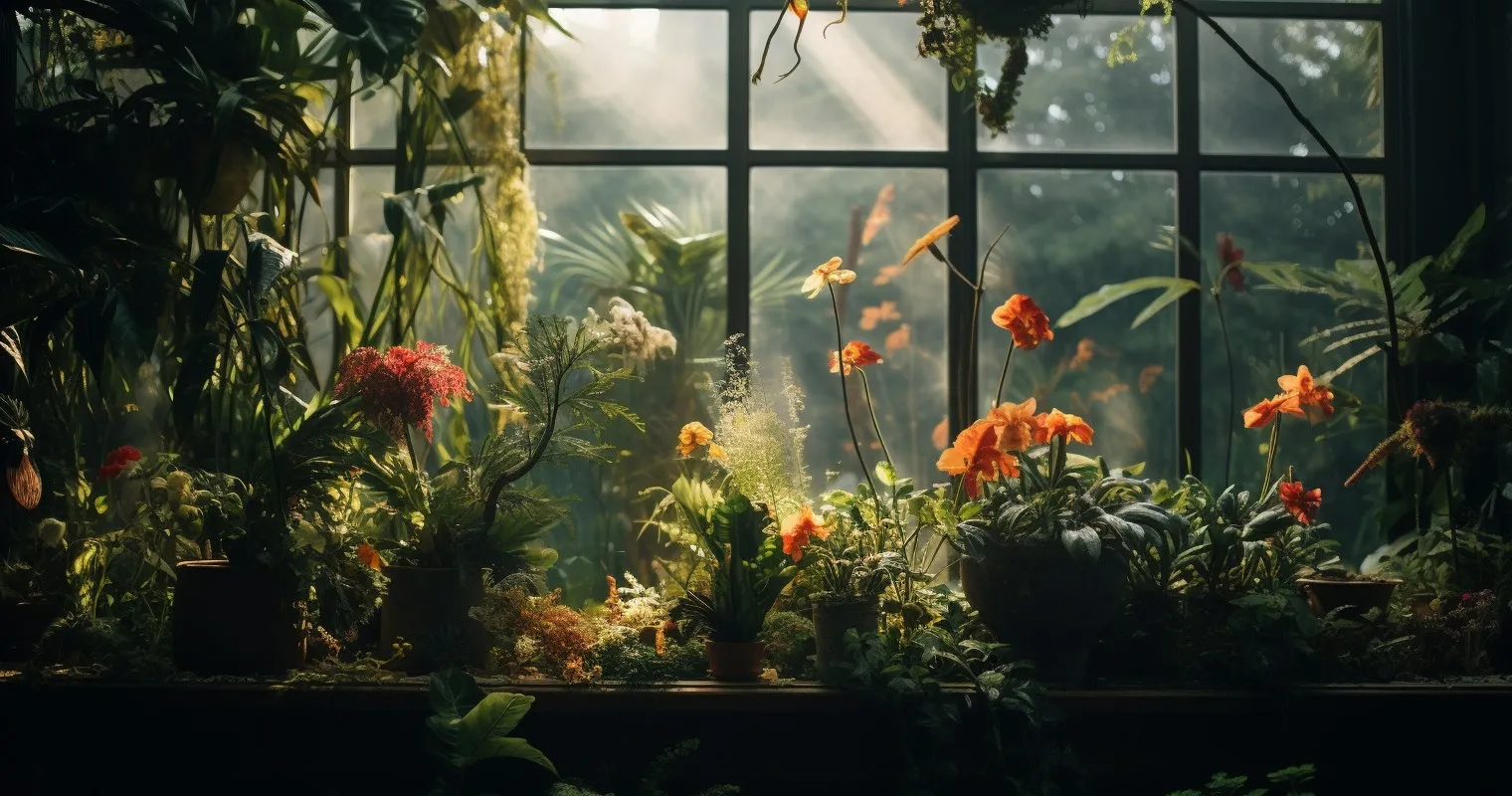 Lush Indoor Garden In Full Bloom