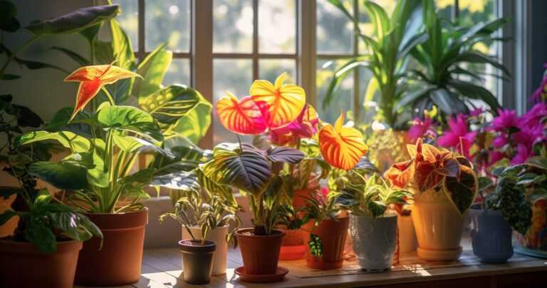 Lush Indoor Garden with Vibrant Houseplants
