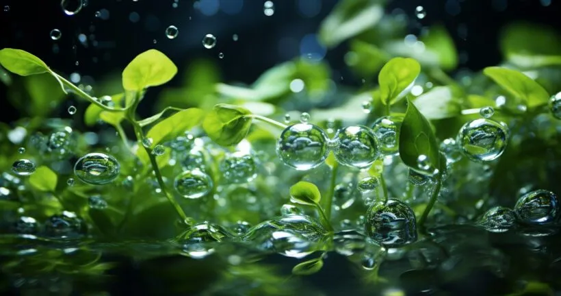 Lush Pothos Roots Submerged In Clear Water