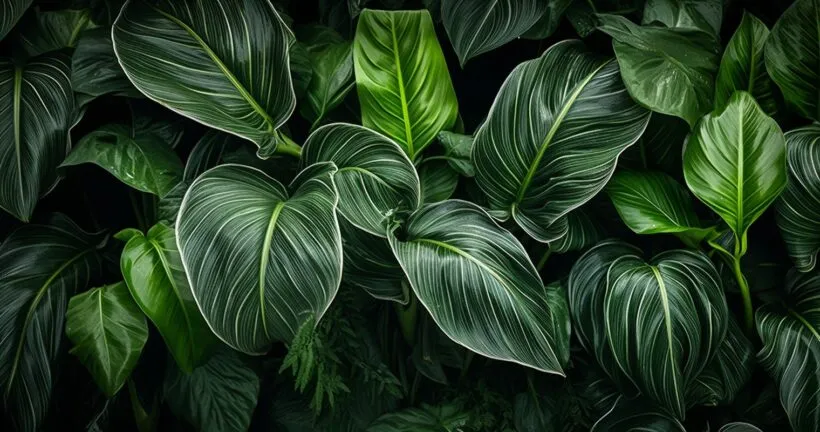 Lush houseplant jungle bathed in soft sunlight