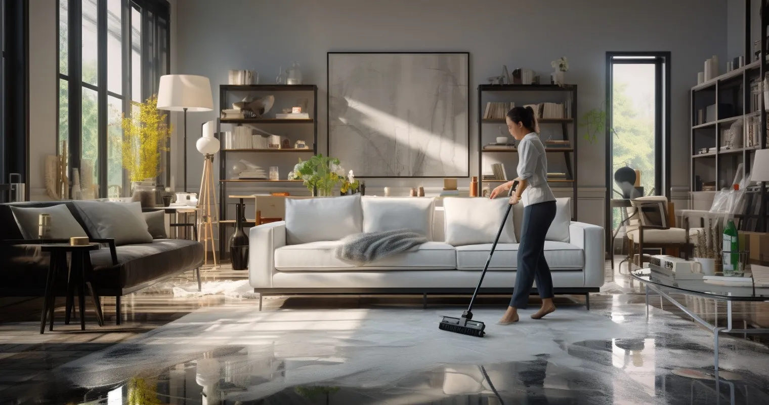 Maid Cleaning Living Room