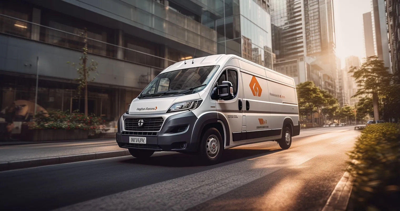 Maid Service Van Parked On A City Street