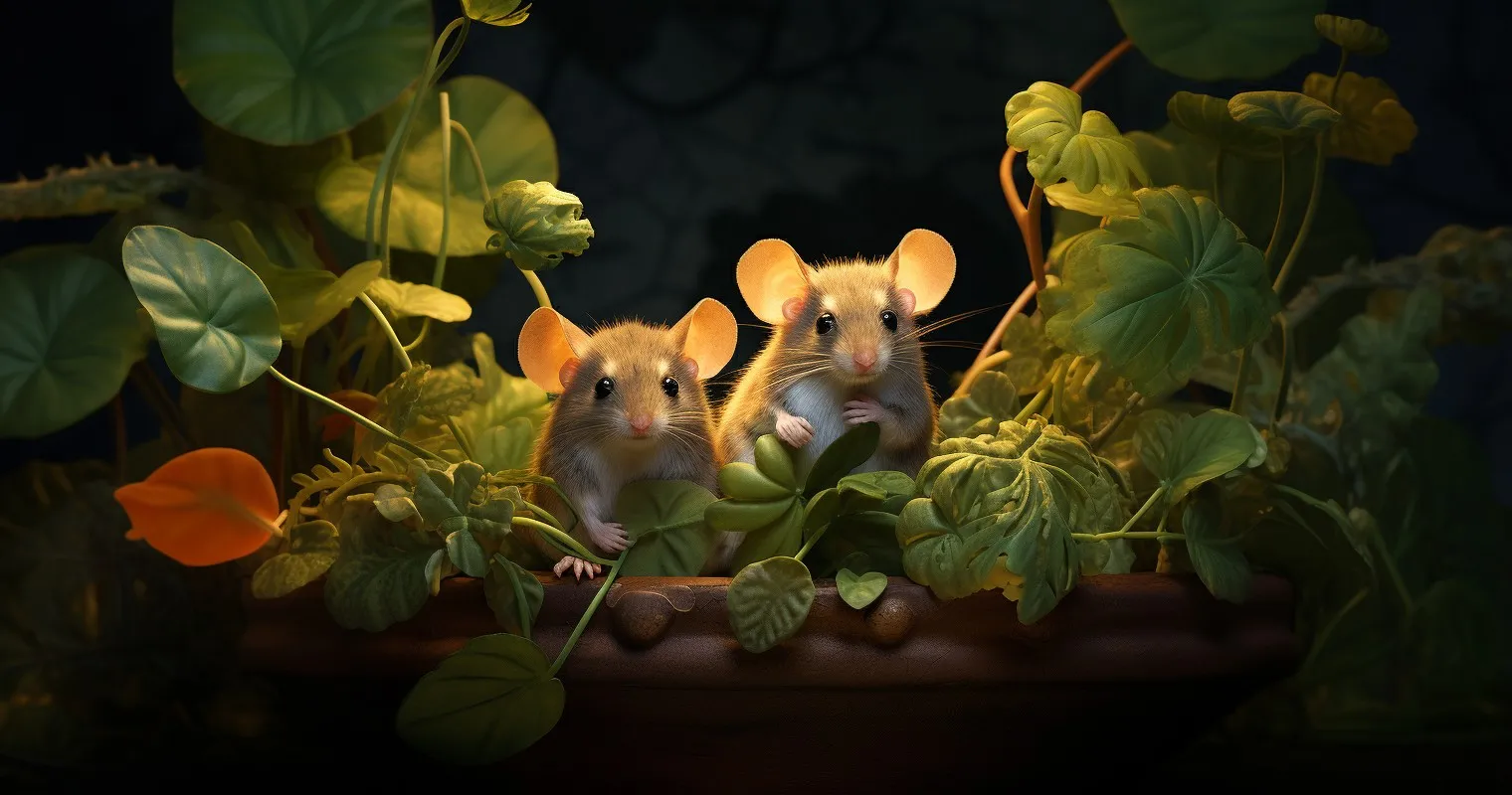 Mice Nesting Amid Lush Foliage