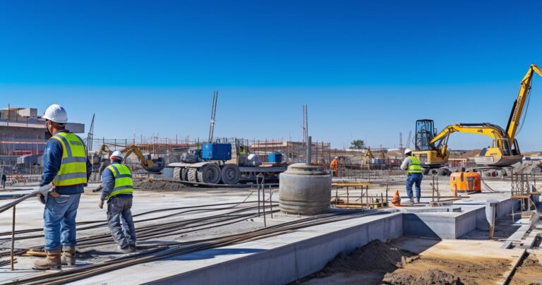Modern Construction Site Under Blue Sky