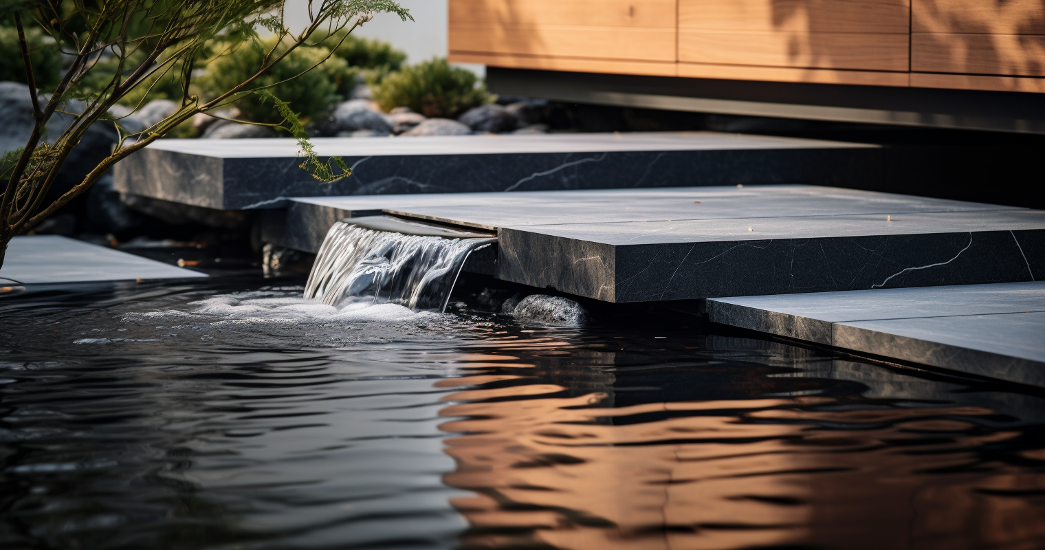 Modern Hardscaping with a Tranquil Water Feature