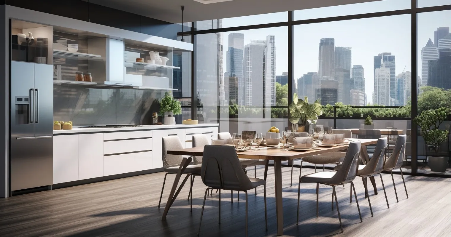 Modern kitchen with a view