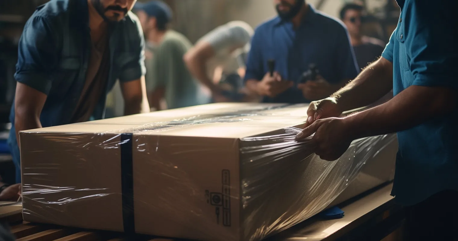 Movers carefully packing items