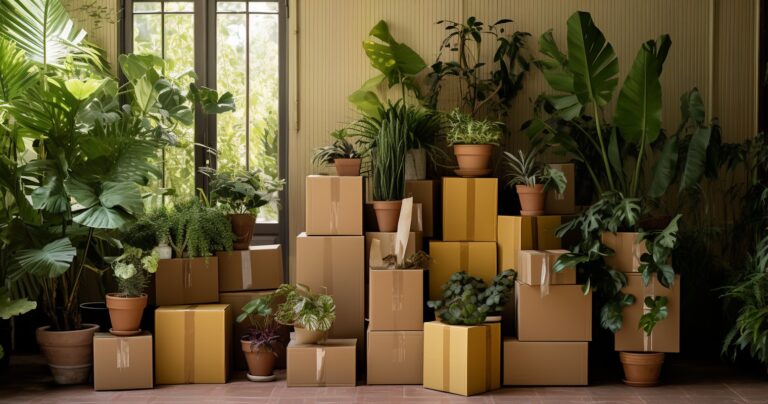 Moving Boxes And House Plants