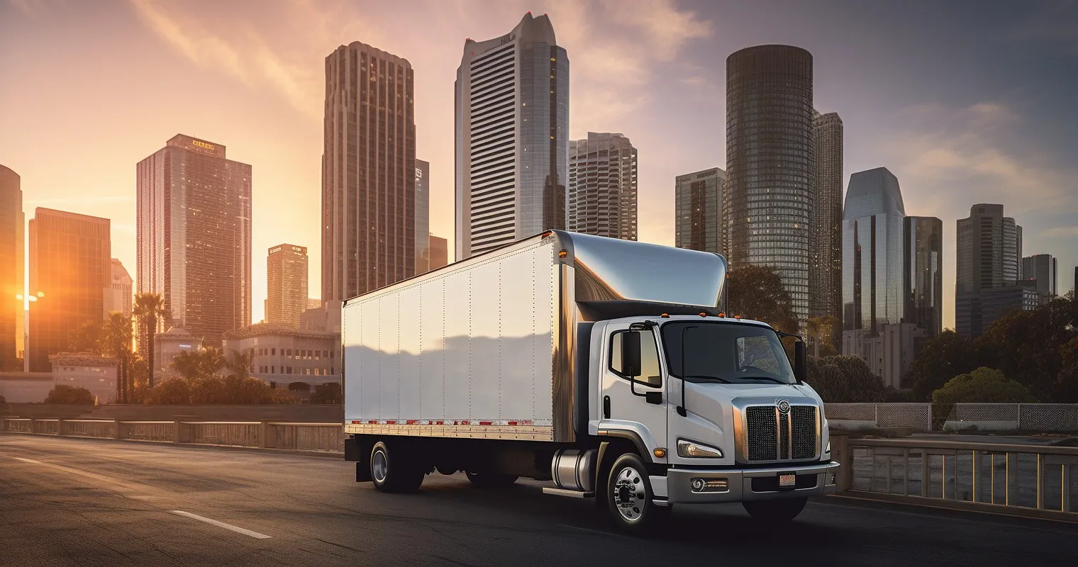 Moving Truck and Urban Landscape