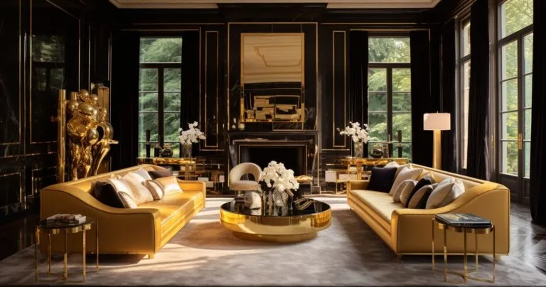 Opulent Living Room With Gold Accents