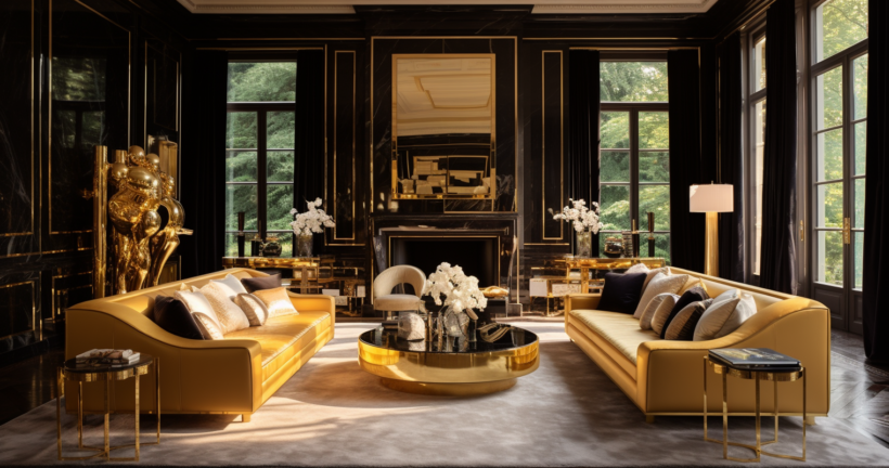 Opulent Living Room with Gold Accents