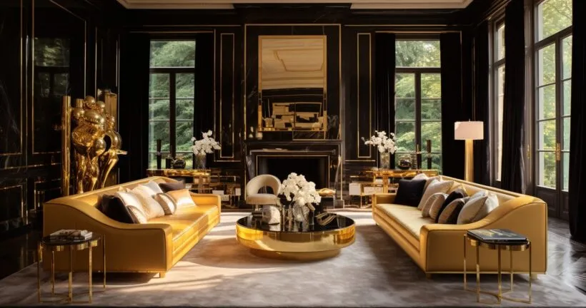 Opulent Living Room With Gold Accents