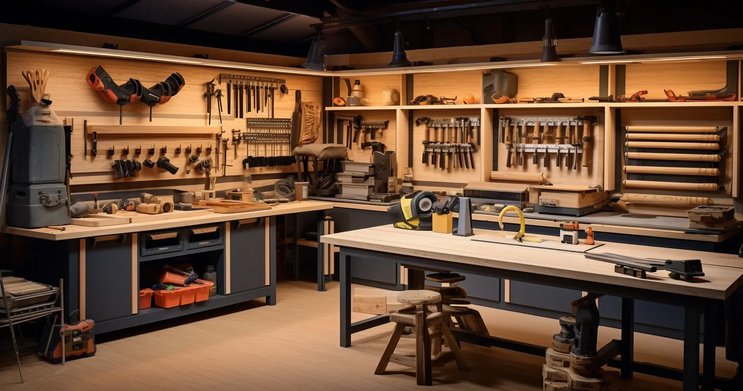 Organized Woodworking Workshop Setup