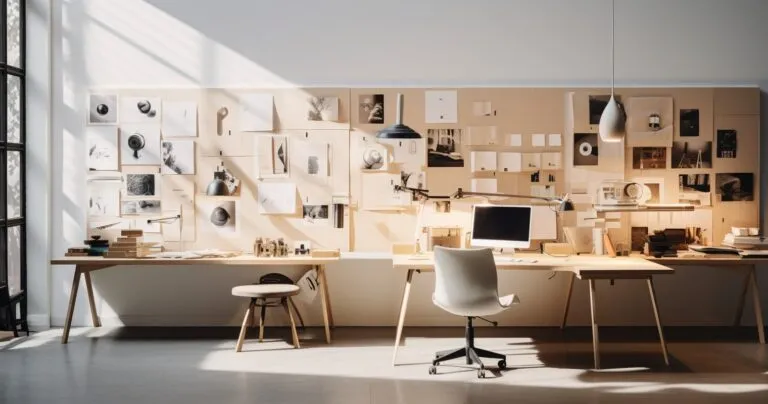 Organized Workspace For Interior Design Projects