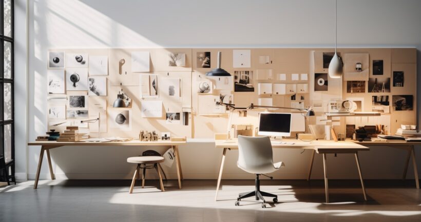 Organized Workspace For Interior Design Projects