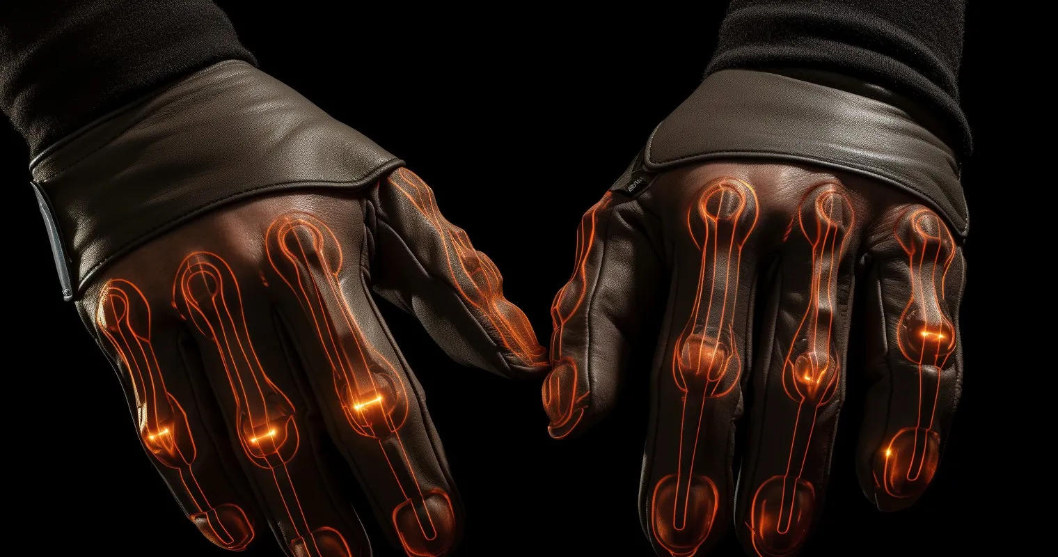 Pair of hands wearing anti-vibration gloves