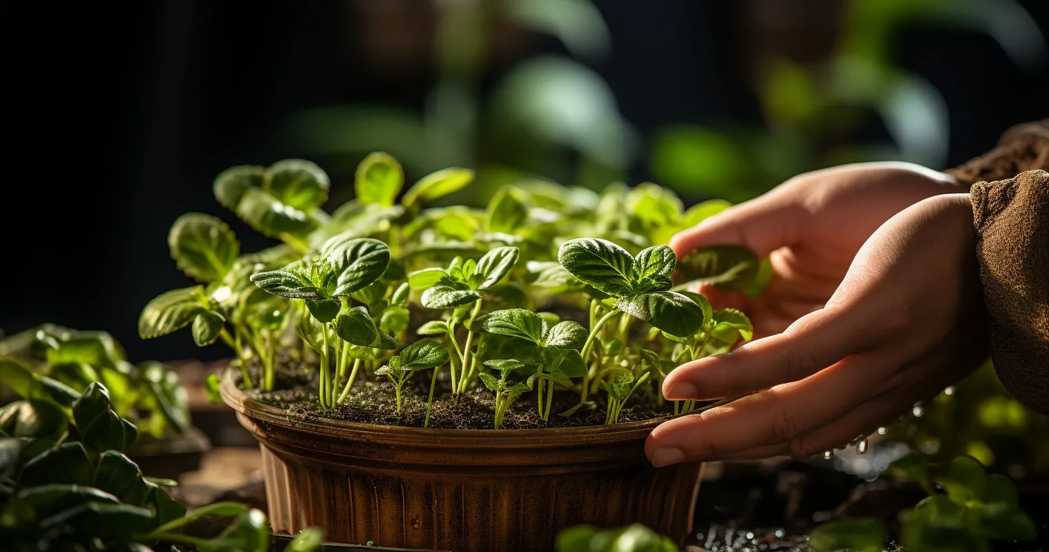 Pet-Safe Plant Care Close-up of hands tending to plants