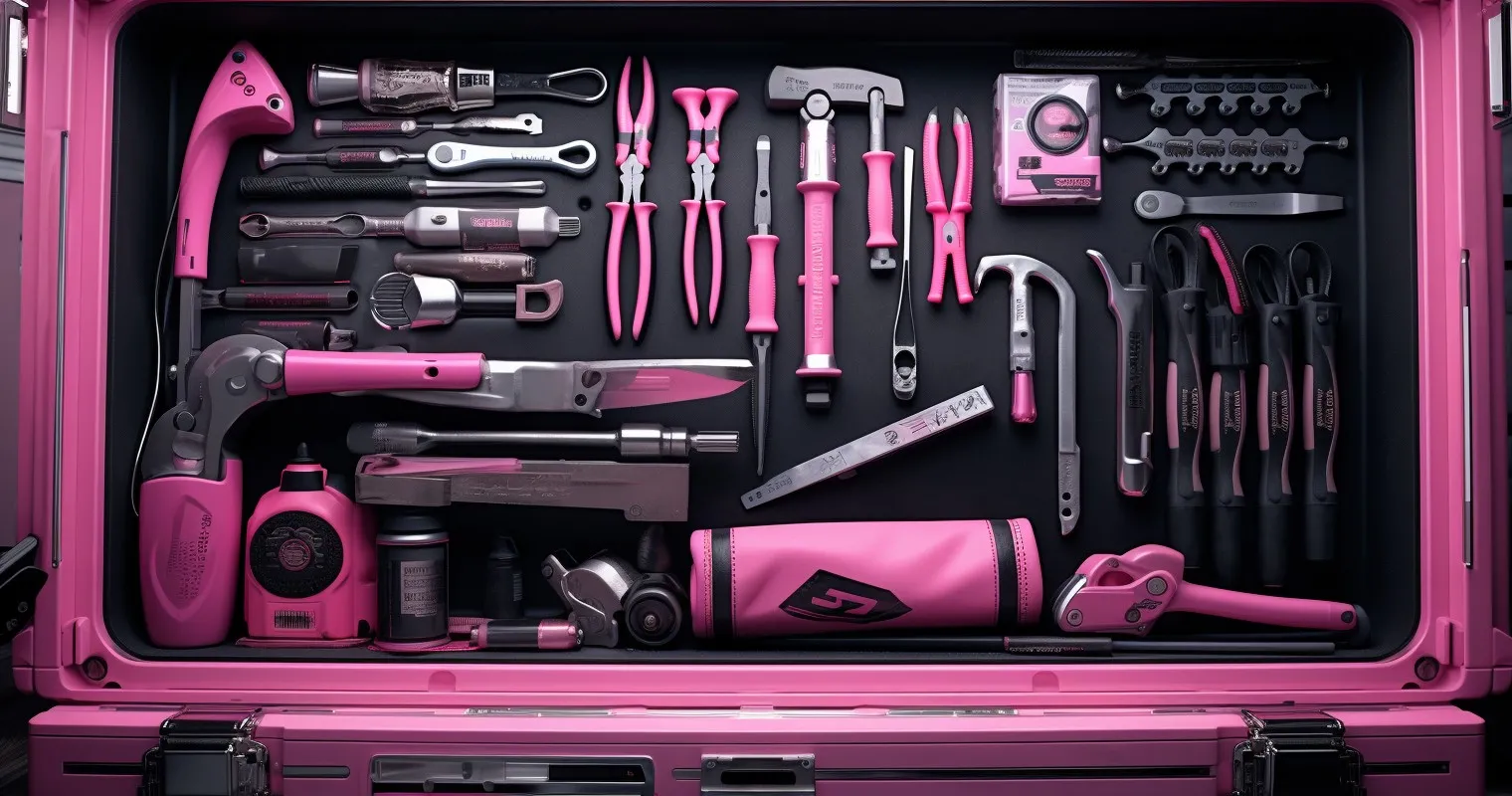 Pink Power Tool Set In Stylish Toolbox