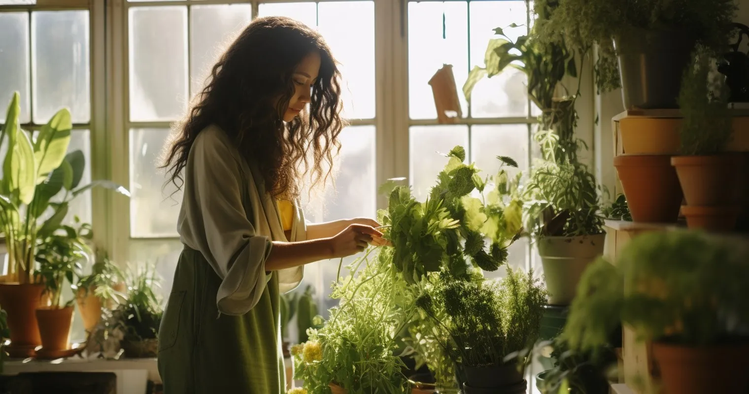 Plant Enthusiast Engaging with Indirect Light